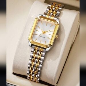 Gold & Silver Women's Rectangular Quartz Watch Fashion Jewlery